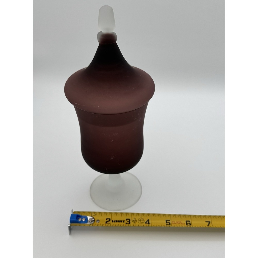 Vintage Empoli Style Amethyst Satin Glass Apothecary Jar Pedestal MCM Decor - Picture 8 of 10
